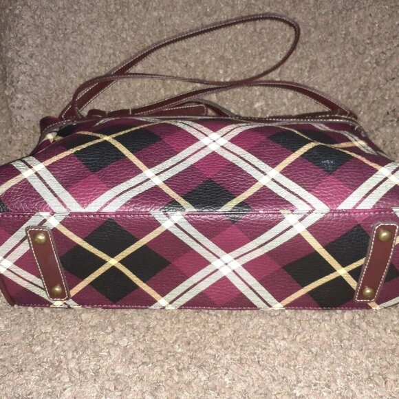 TEENIE WEENIE GOLD BEAR-Schoolbag/Satchel/Shoulder-Burgundy Plaid-Near Mint - Picture 6 of 12